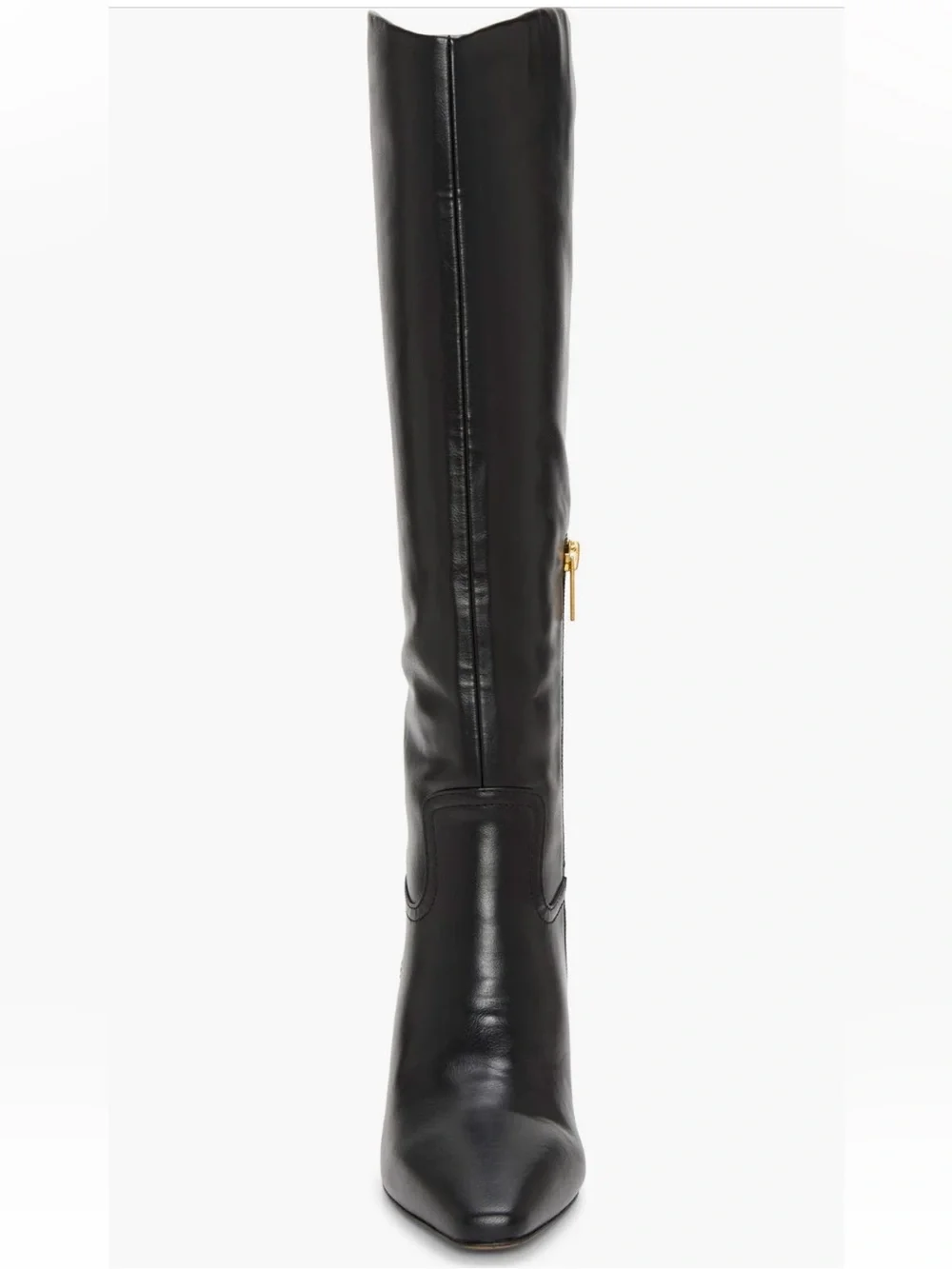 Vince Camuto Black Leather Knee High Block Heel Boots Sz 7.5 Wide Calf NWB
